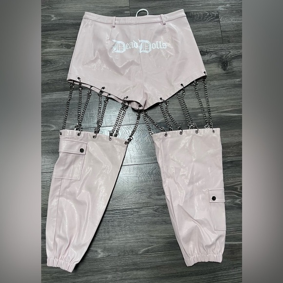 Dead Dolls blossom whimsigoth pink detachable chain goth joggers pants shorts XL - Picture 5 of 14